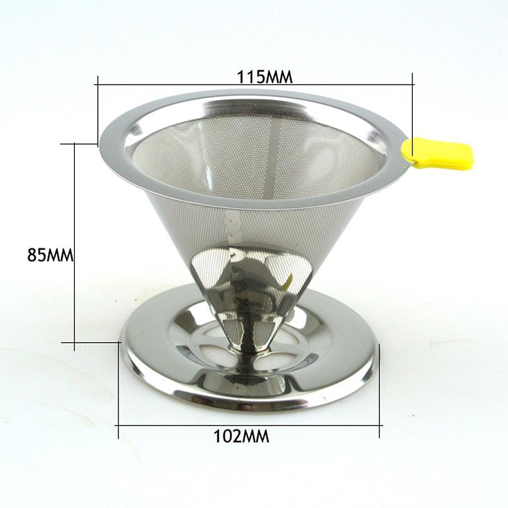2x Stainless Pour Over Drip Mesh Coffee Tea Cone Filter Holder Maker #2 115mm
