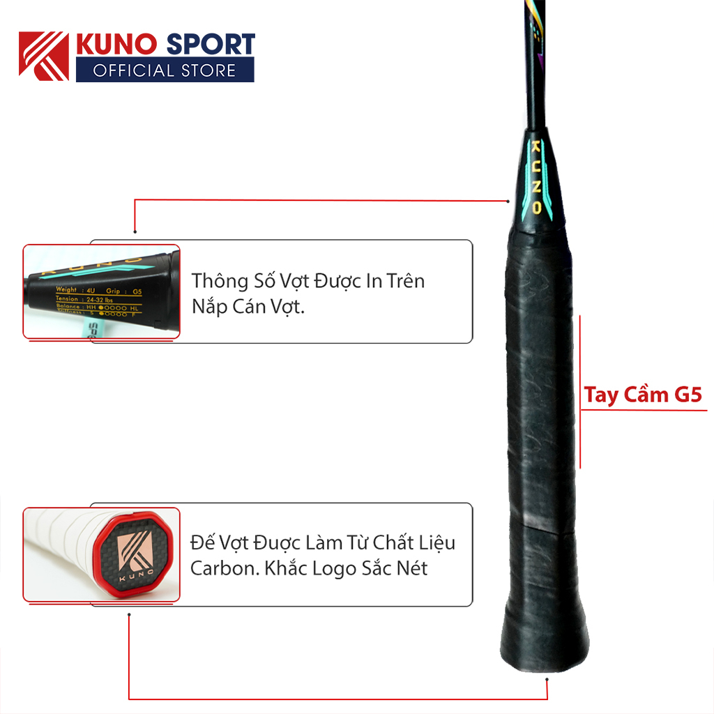 Vợt Cầu Lông 4U KUNO Speed K502 Carbon Chính Hãng, Chuyên Tấn Công Phiên Bản Nâng Cấp Mới, Được Lựa Chọn Mức Căng 1 Cây