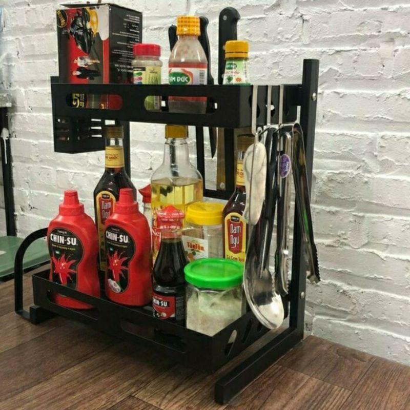 Kệ gia vị bếp inox 2 tầng 3 tầng sơn tĩnh điện chống gỉ cao cấp chính hãng PHÚ KHANG/ HUY ĐẠI
