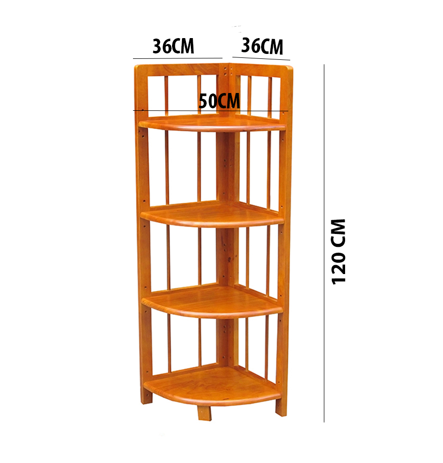 Kệ góc tường 4 tầng gỗ cao su - Kệ góc tường trang trí - để đồ đa năng cao 120 cm-nhiều màu cho bạn lựa chọn