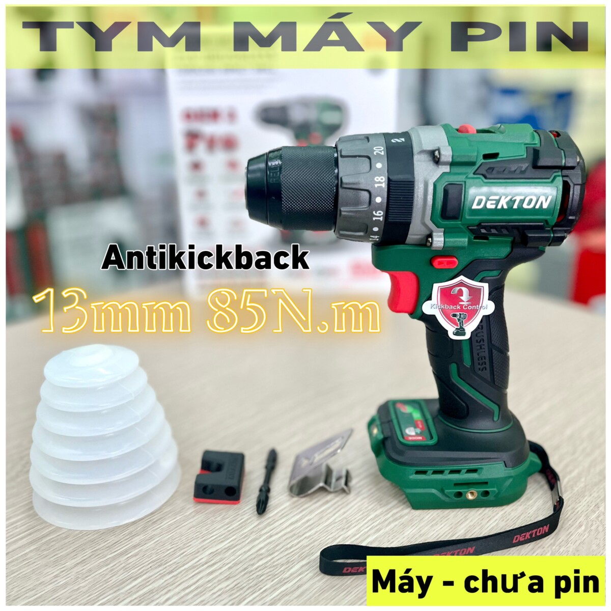 Thân máy khoan 3 chức năng 85N.m Dekton M21-KB1385PRO brushless chân maki