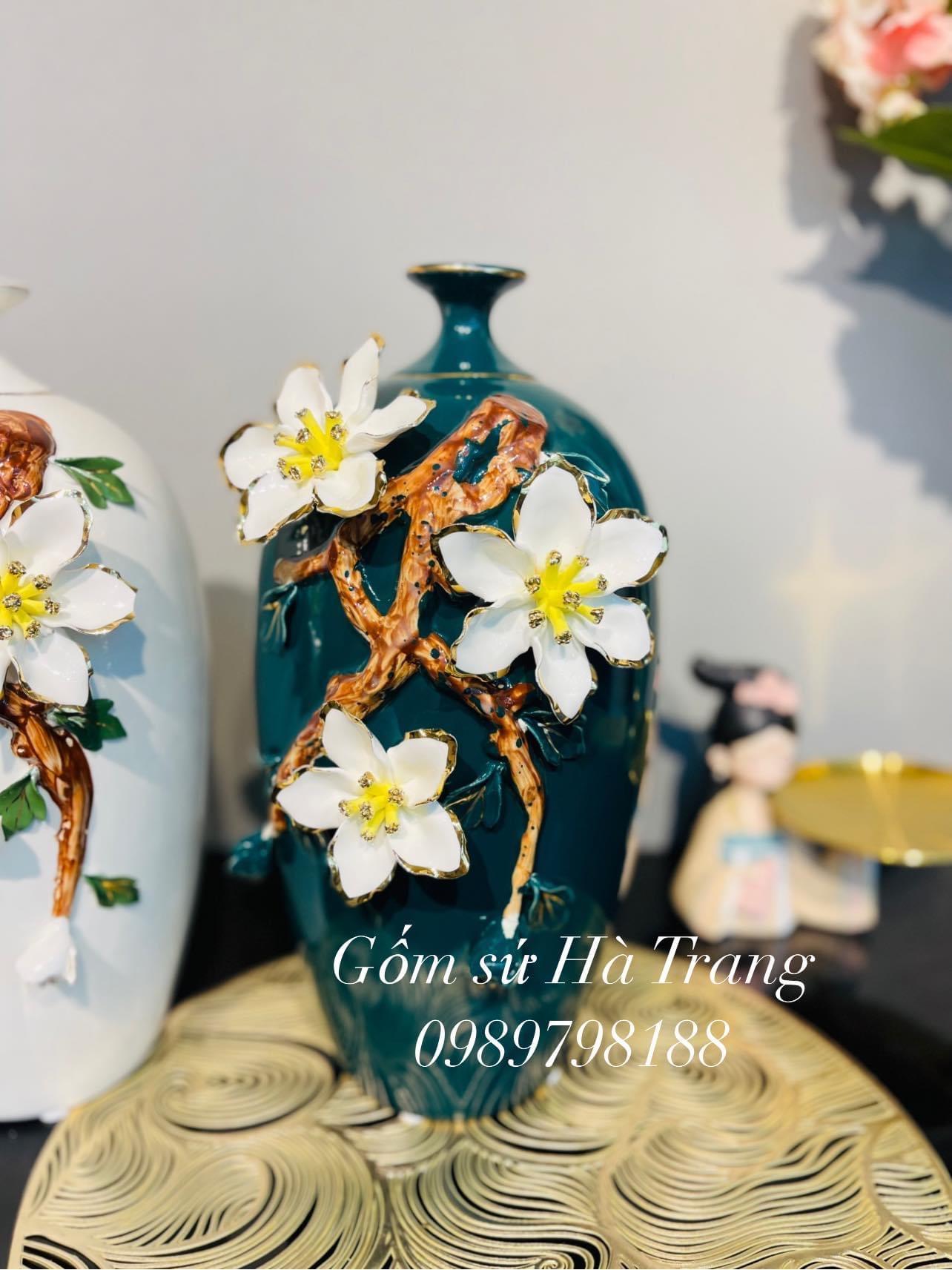 Lọ hoa gốm sứ cao cấp cao 33cm