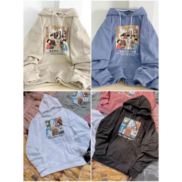 Áo Khoác Nỉ In Bear Gấu Nam Nữ RẺ ĐẸPÁo Hoodie Hàn Quốc Unisex Chất Thun Tay Dài Kiểu Unisex Couple Jackets