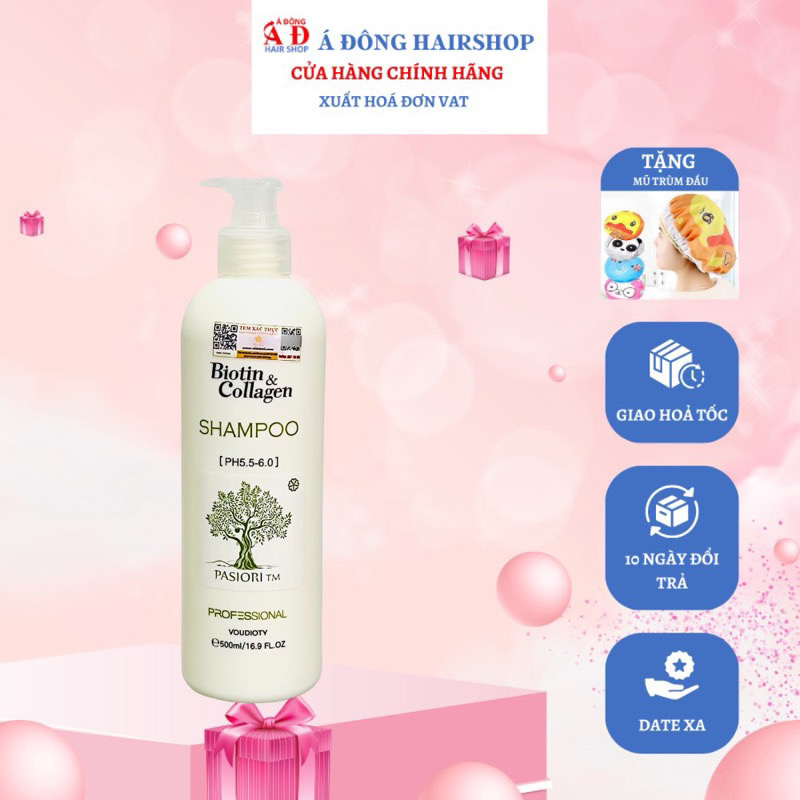 DẦU GỘI PASIORI TM COLLAGEN & BIOTIN TRẮNG PHỤC HỒI, MỀM MƯỢT, NGĂN GÃY RỤNG, MỌC TÓC ITALY 500ML NEW 2022
