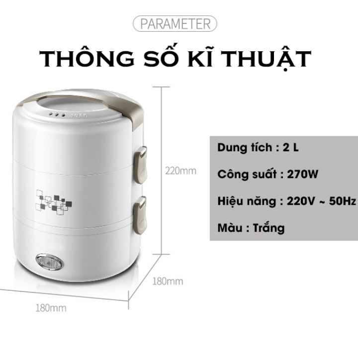 Hộp cơm hâm nóng mini tự nấu DORON trắng hàng có sẵn rất tiện cho mọi người mang cơm đi làm