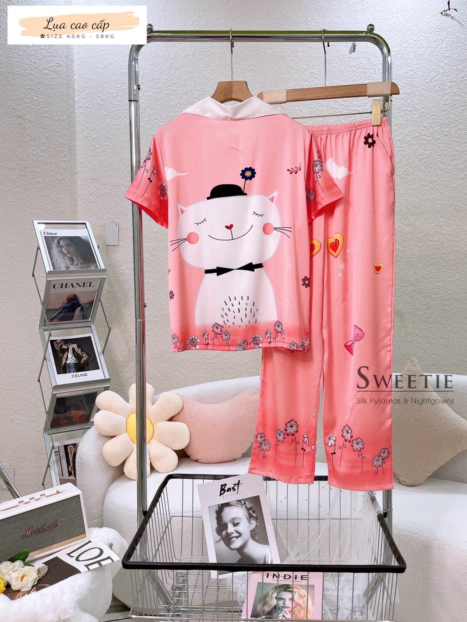 [HCM] (40-58kg) Đồ bộ pijama nữ chất liệu lụa cao cấp đùi TNQN-TNQD-TDQD. gấu lotso-gấu pooh-chuột minnie-vịt daisy-con mèo-mảnh ghép-thỏ dâu-voi con-gấu trắng-doraemon-cún/chó-chim cánh cụt-gấu teddy-cô bé-con mèo