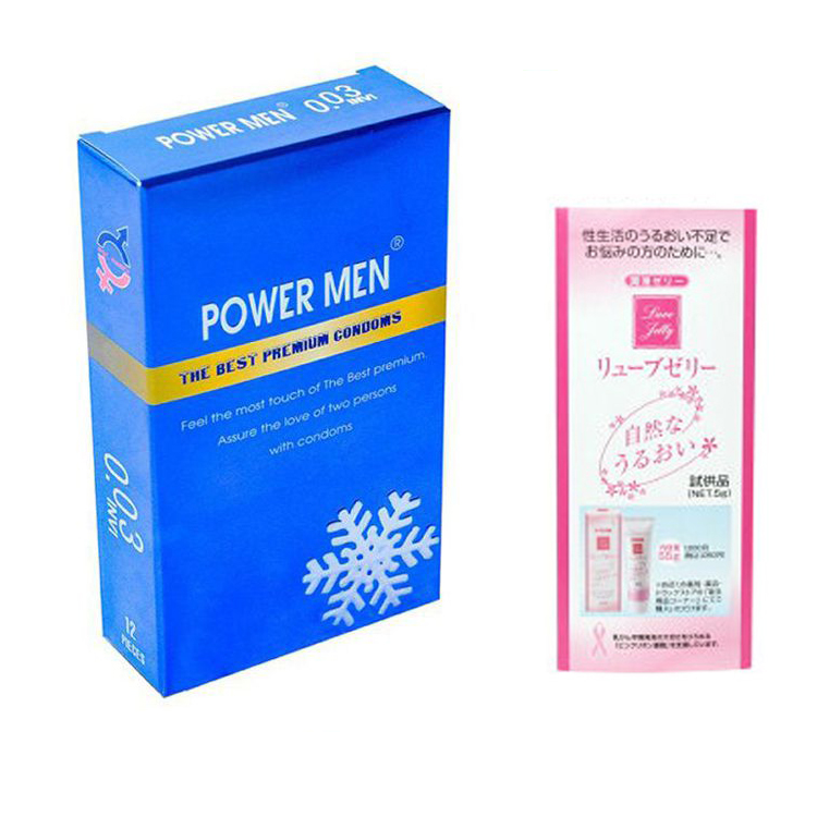 Bao cao su Power Men siêu mỏng 0.03 Invi hương bạc hà (Hộp 12 chiếc) - Tặng kèm gel Nhật - Hàng Chính Hãng - Che Tên Sản Phẩm