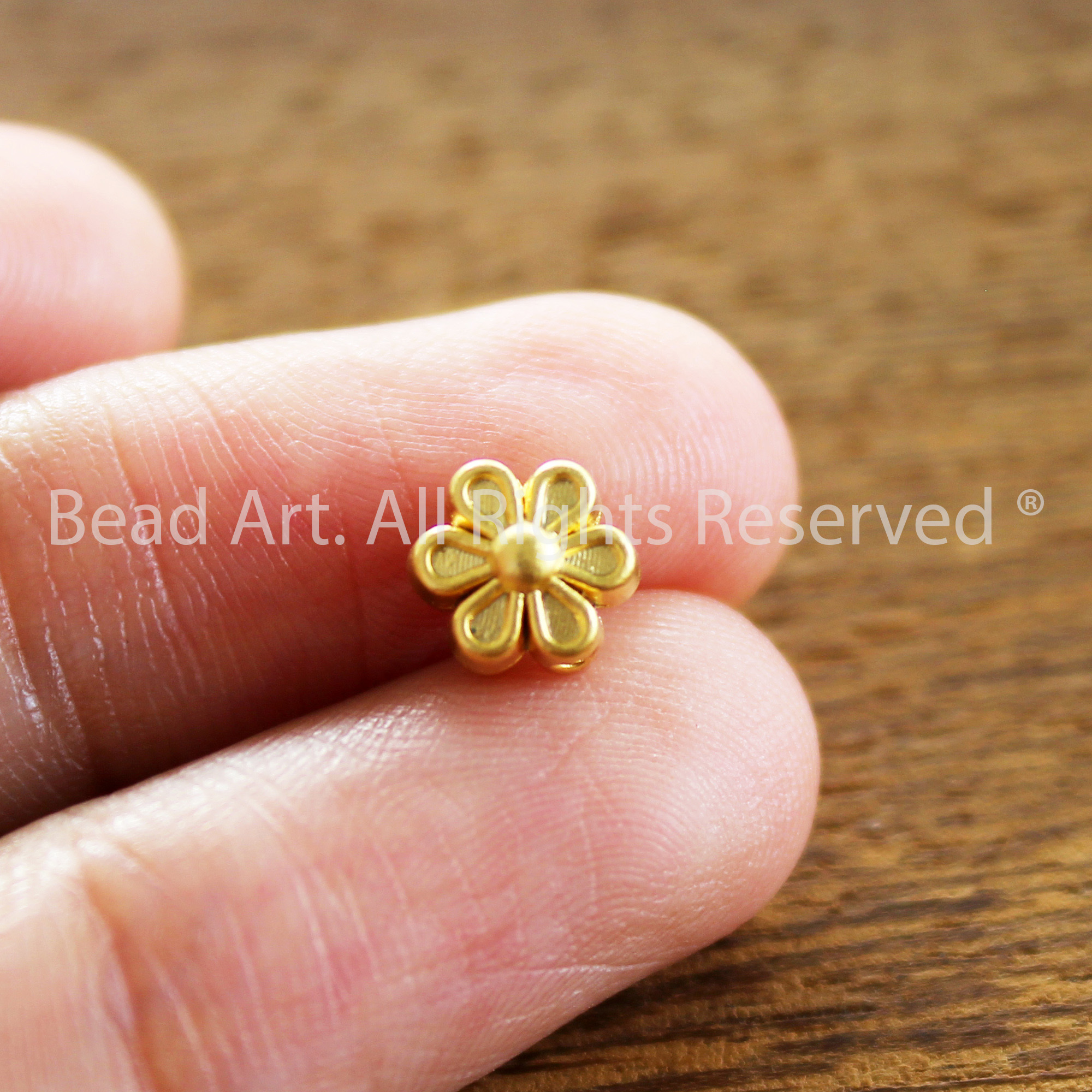 7x6MM Hoa Cúc Nhỏ Mạ Vàng Thủ Công Thổ Nhĩ Kỳ , Phối Vòng Tay, Chuỗi Hạt, Trang Sức Phong Thuỷ - Bead Art