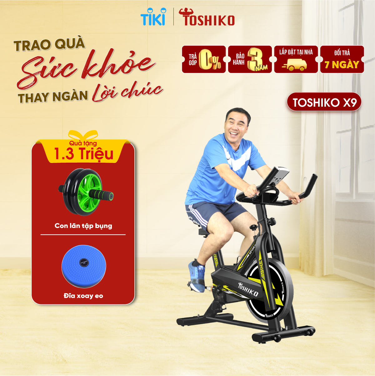 [Lắp đặt tại nhà] Xe đạp tập thể dục thể thao, gym, fitness tại nhà Toshiko X9 - giúp tăng cơ, giảm mỡ hiệu quả