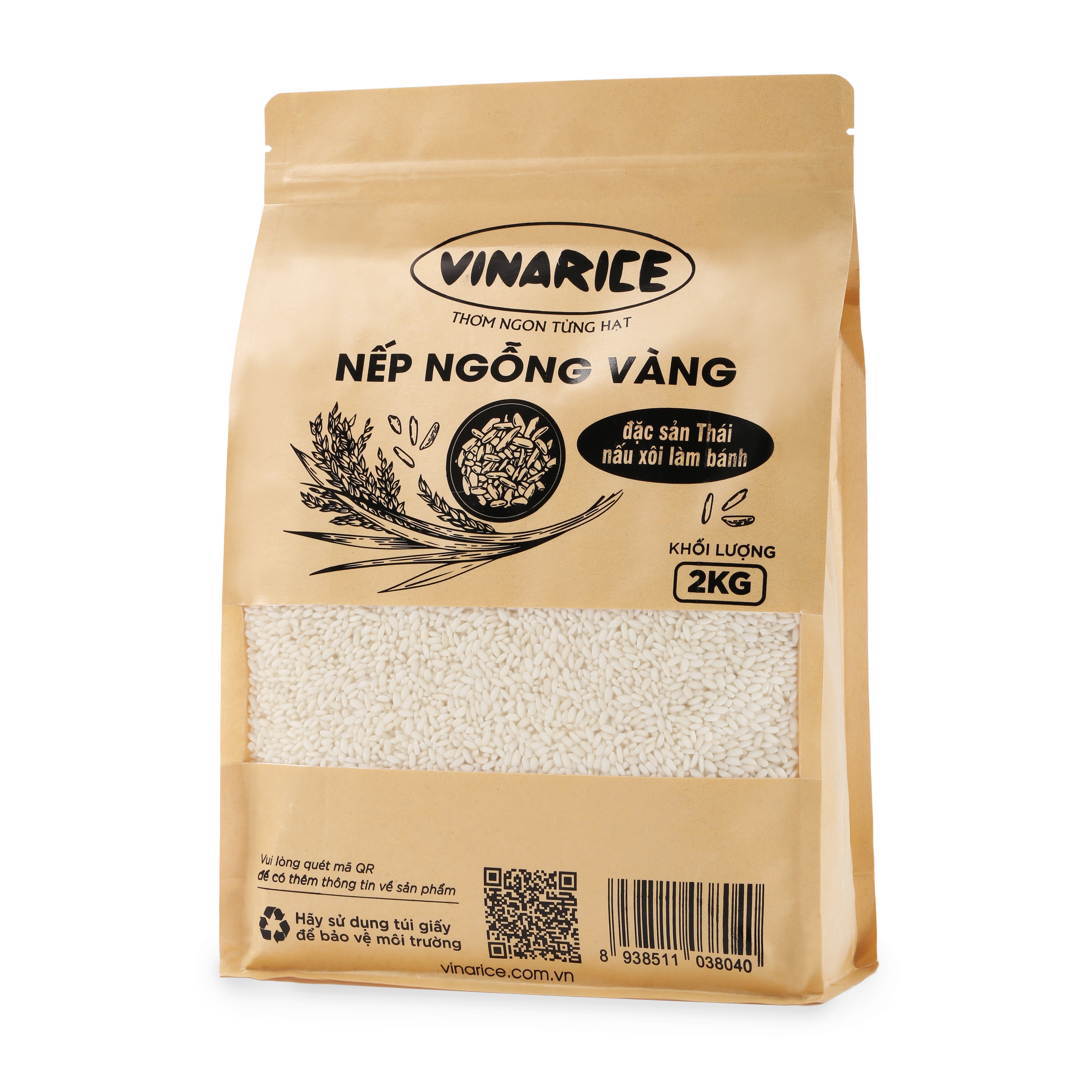 Đặc sản An Giang - Nếp Đặc Sản Ngỗng Vàng - túi ép chân ko 2kg - thơm ngon phù hợp những khẩu vị khó tính - OCOP 4 Sao