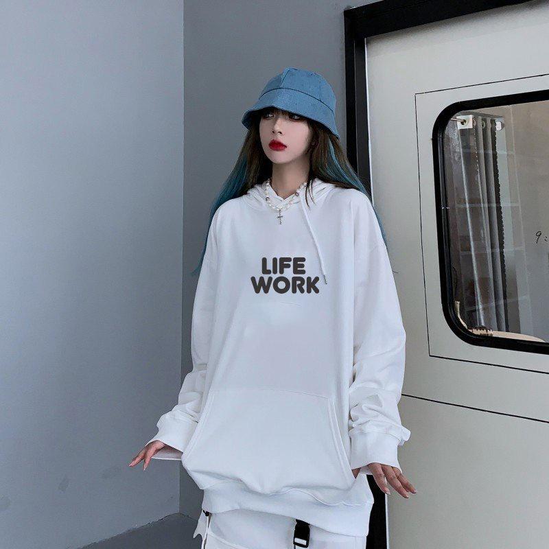 XẢ KHO Áo Hoodie Nỉ LIFE WORK Form Unisex Nam Nữ, áo hodie nỉ dày dặn, không xù