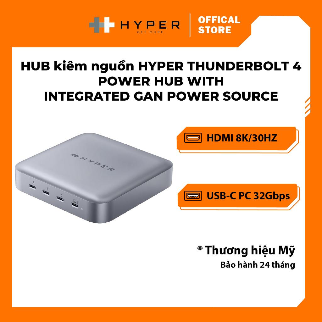 Hub kiêm luôn nguồn Hyper Thunderbolt 4 Power Hub with Integrated Gan Power Source – HDTB4PH, tốc độ truyền dữ liệu cao, hàng chính hãng