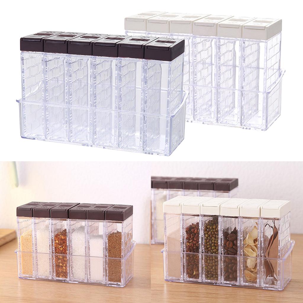 Multi-function Spice Jars Rack Condiment Pot Container Organizer White Lid