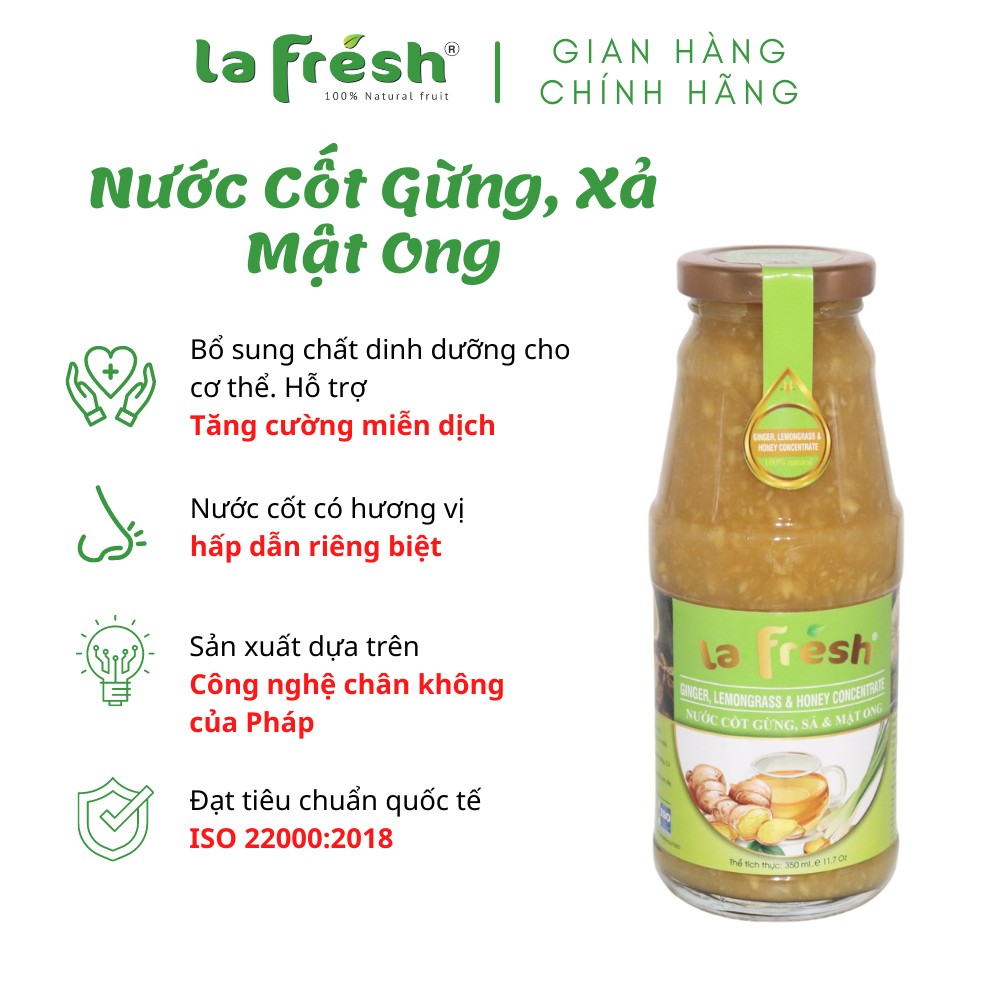 Nước cốt Gừng, Sả, Mật Ong Lafresh chai 350ml