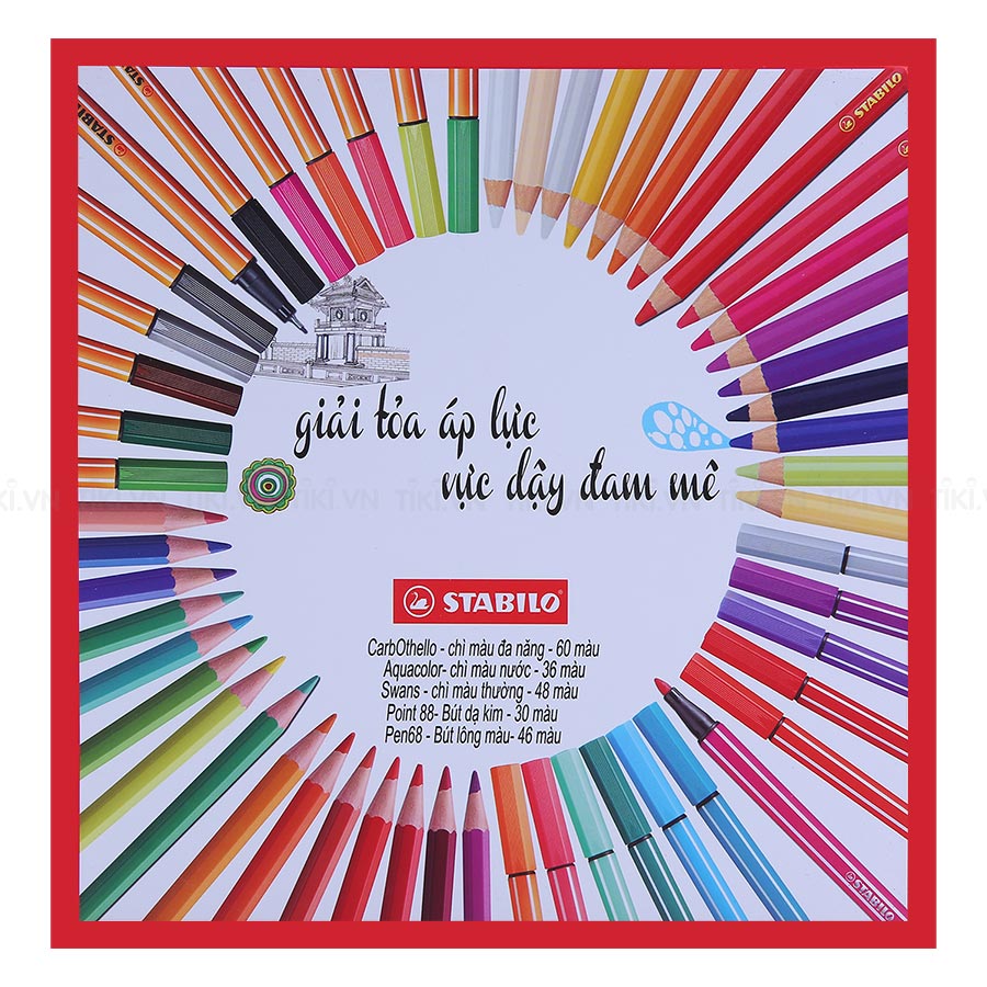 Bút Chì Màu Nước Stabilo Aquacolor (36 Cây/Hộp Sắt) + Sách Tô Màu Stabilo Free Your True Colors