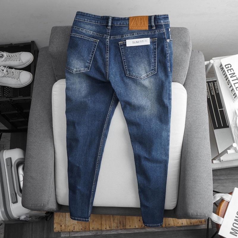 Quần jean nam xanh nhạt hàng cao cấp VNXK co giãn slimfit