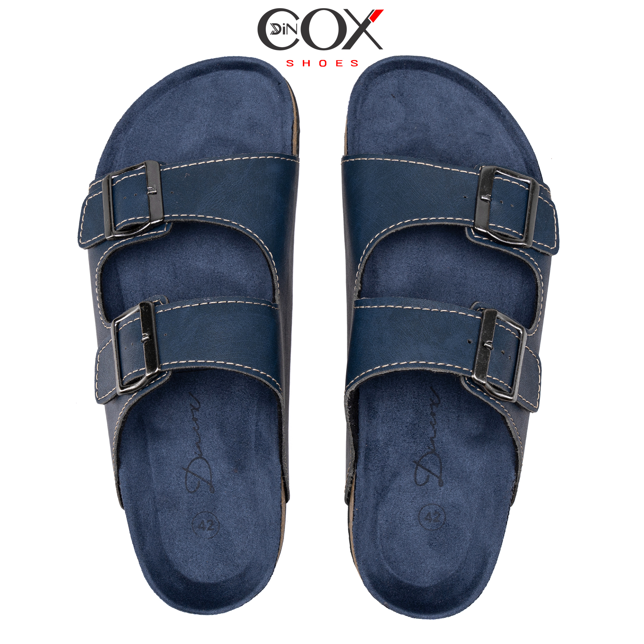 Dép Đế Trấu Nam 2 Khóa Navy DC01 Dincox