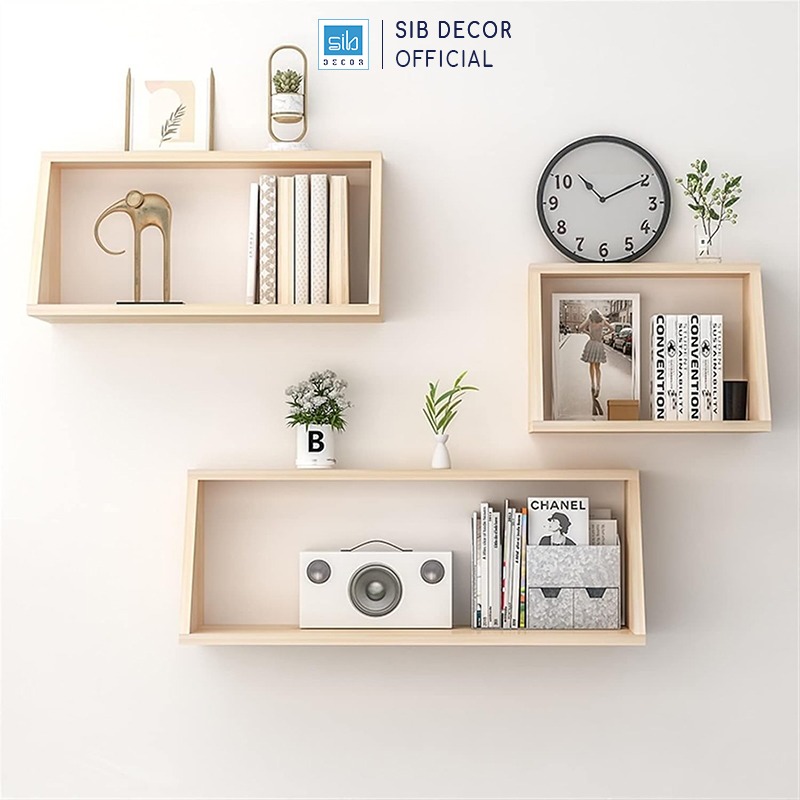 Kệ Gỗ Trang Trí Treo Tường Hình Thang, Nhiều Kích Thước SIB Decor KT509