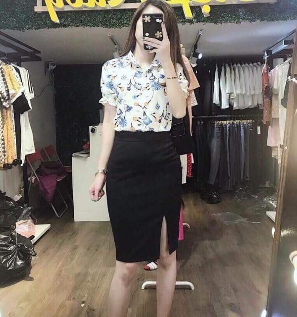 Sơ mi hoa cổ đức tay bo chun SMCC01