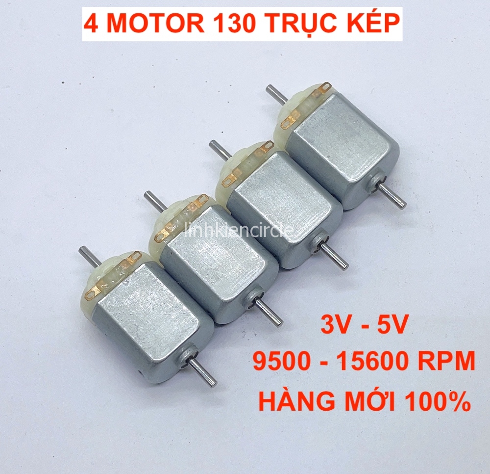 4 cái motor 130 trục kép 3V - 5V mô men xoắn lớn mới 100% tốc độ 9500 - 15600 RPM - LK0396