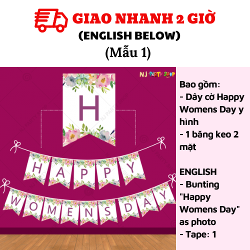 Bộ dây cờ trang trí ngày Quốc tế phụ nữ 8-3 nhiều mẫu wmd30