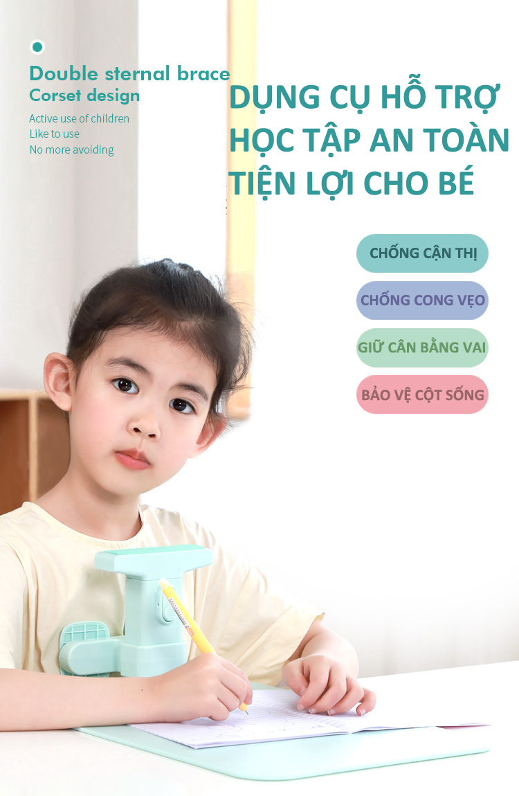 Giá đỡ hỗ trợ học tập cho bé chống gù lưng chống cận thị điều chỉnh tư thế ngồi giúp bảo vệ cột sống cho bé CG00004