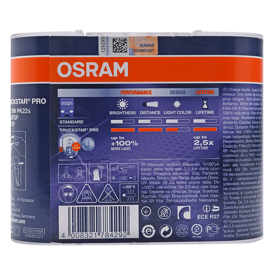 Bộ 2 Bóng Đèn Ô Tô Osram H3 Truckstar Pro (70W) - Trắng