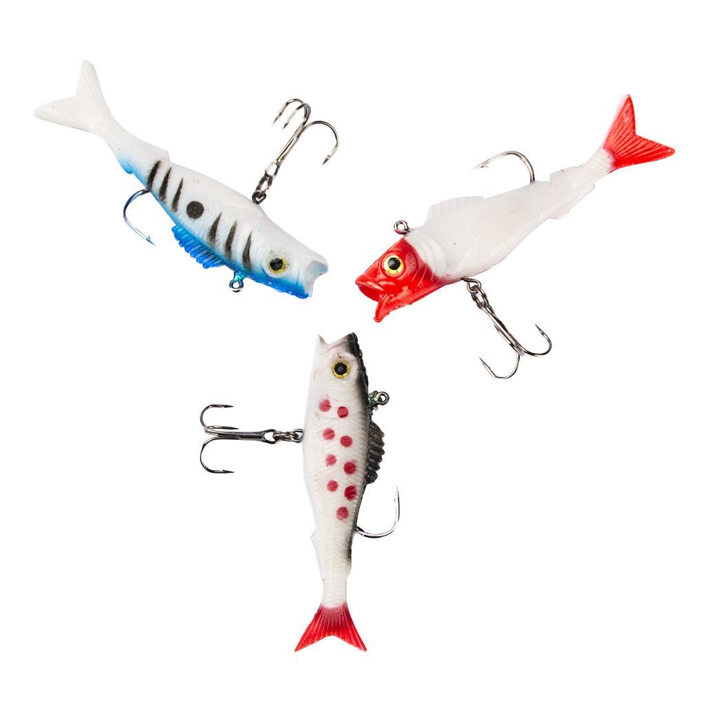 3pcs 9cm PVC Sinking Swimbaits Soft Lead Fishing Lures for Trout Bass Salmon Sea Fishing Tackle