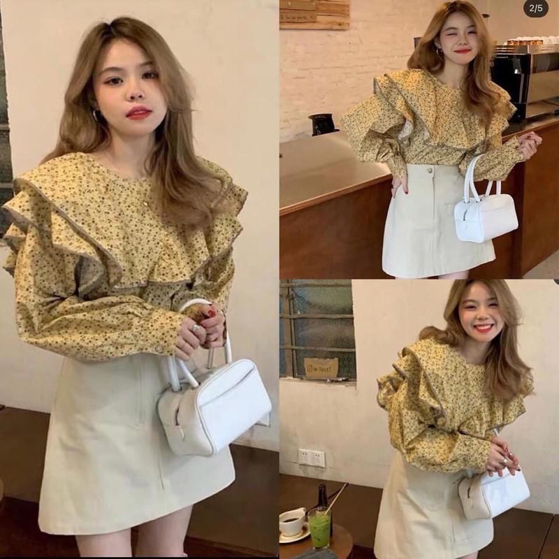 SET ÁO HOA VÀNG BÈO CHÂN VÁY KAKI