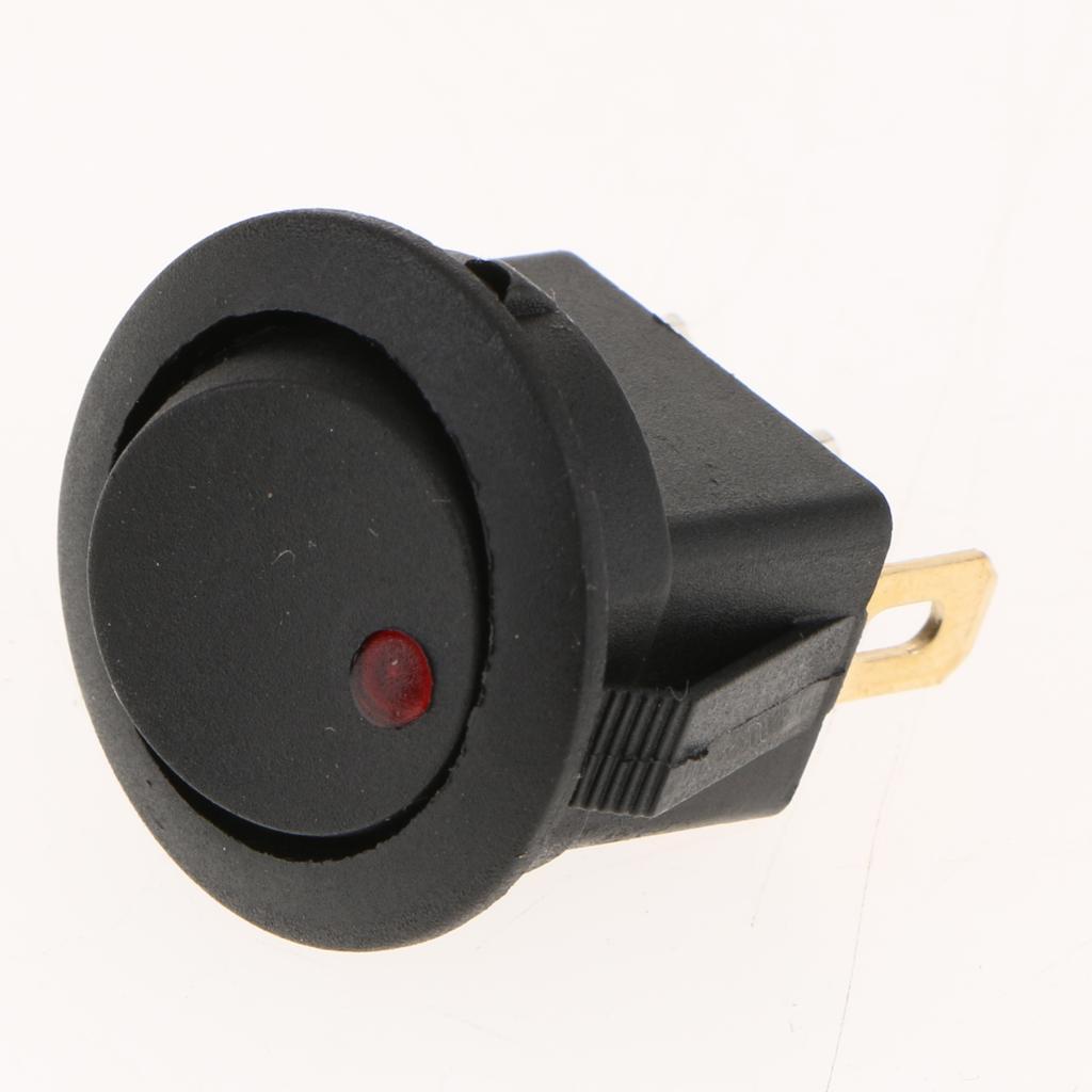 10Pcs 12V 16A On/off Toggle Switch 3PIN Dot Led light Car Truck Boat Round Rocker SPST Switch Mini Press Buttion-2 Color