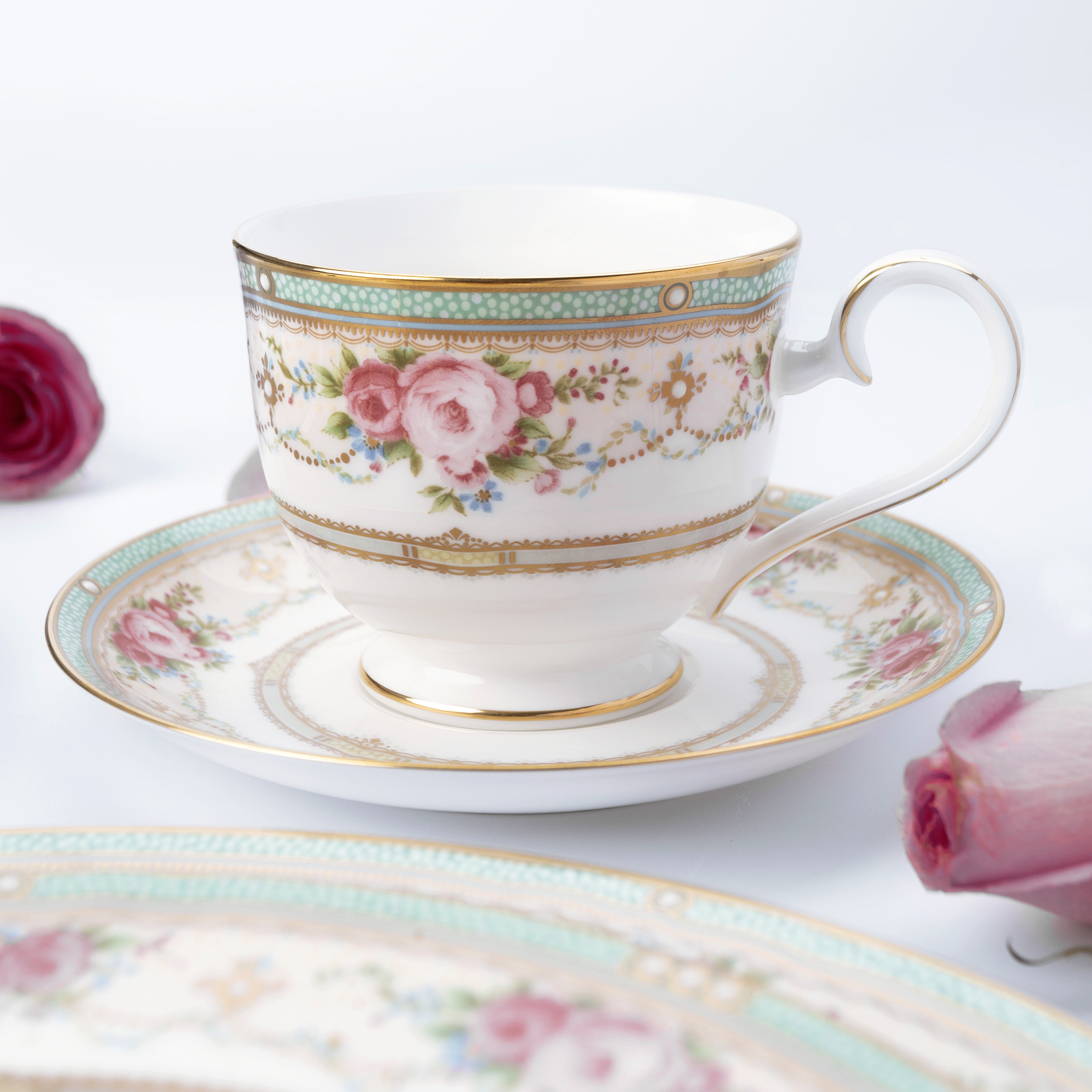 Bộ Bàn Trà/Coffee 15 Món Noritake dòng Palace Rose  sứ xương cao cấp (4863L - T017A)