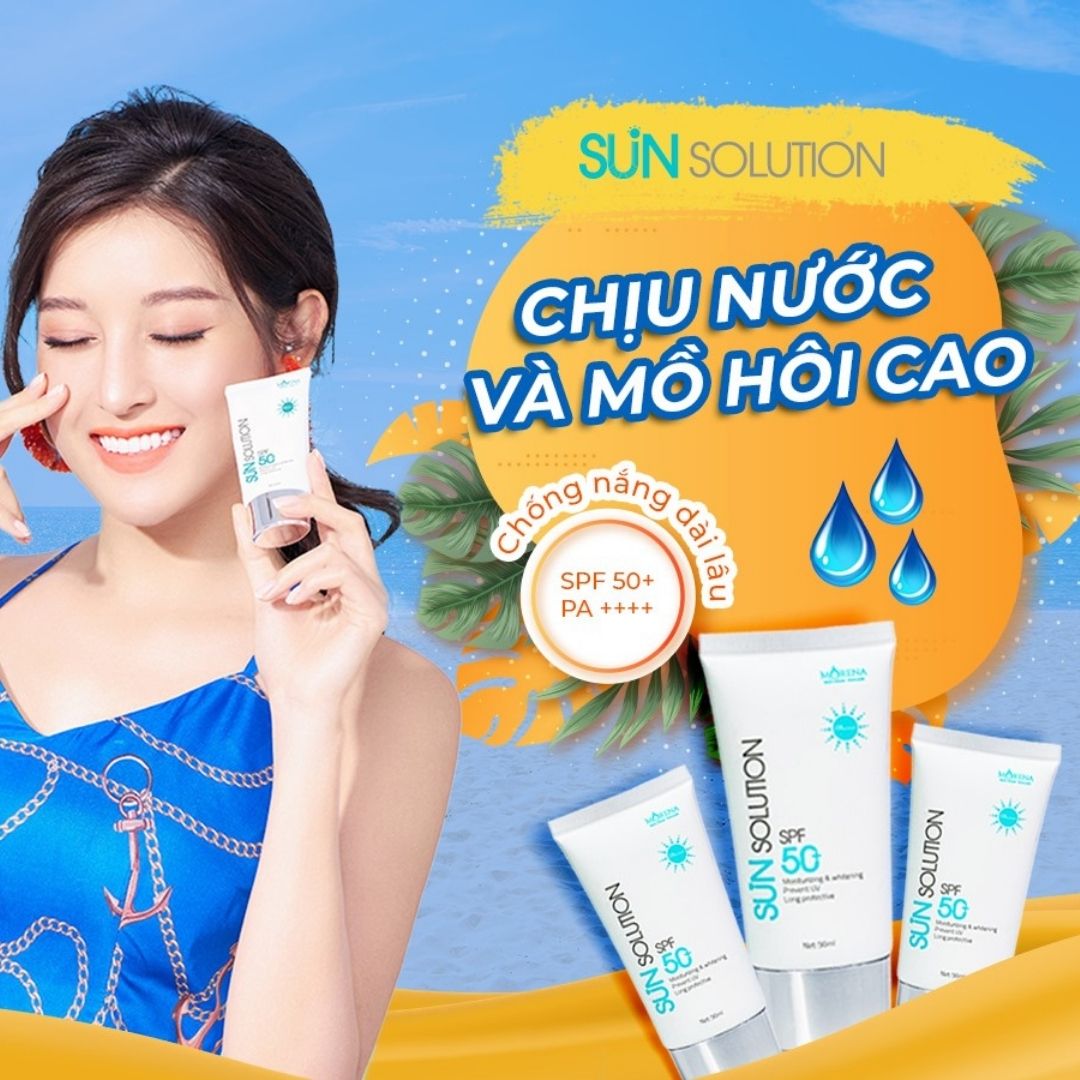 SUN SOLUTION Kem Chống Nắng HUYỀN PHI Dưỡng Ẩm Làm Trắng Da Chống lão hóa dung tích 50ml