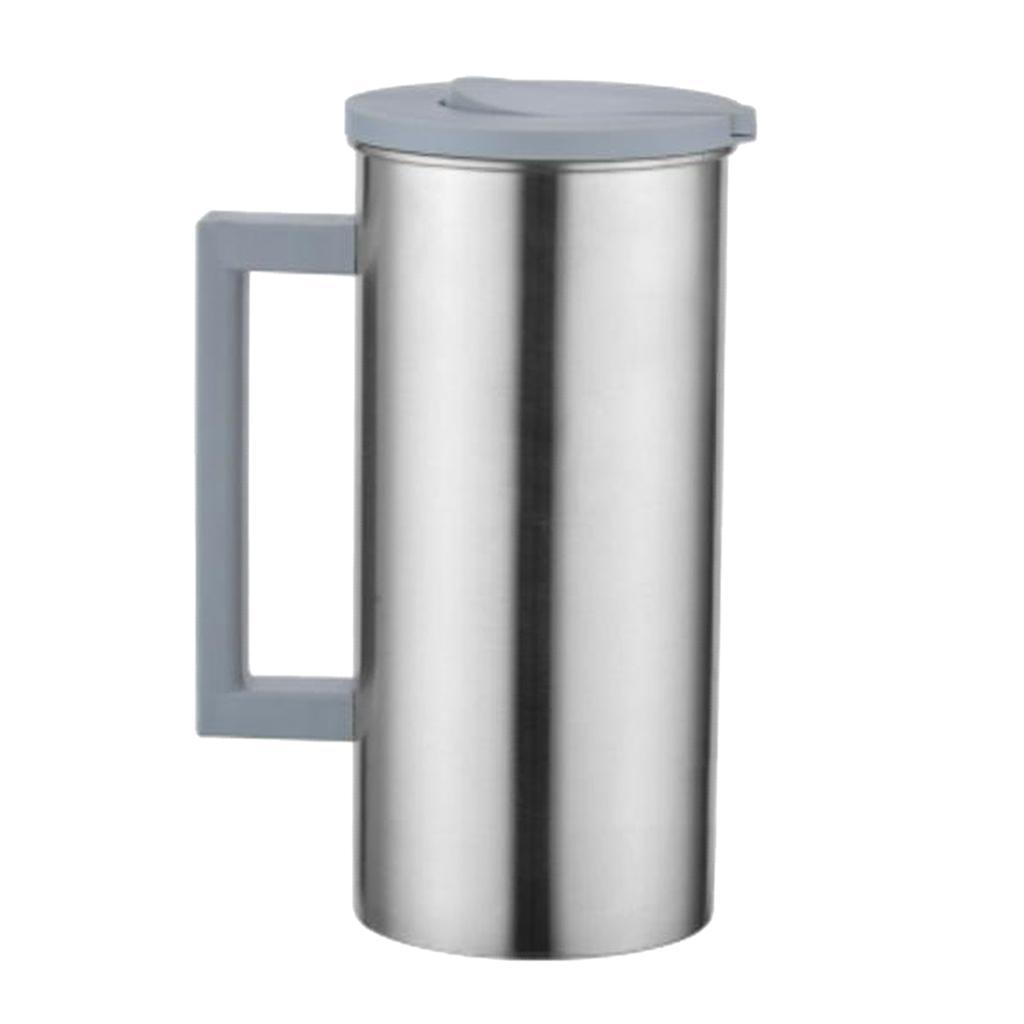 Pack of 2, Stainless Steel 1.8L Water Pitcher Grey Juice Jug Cafe Serving