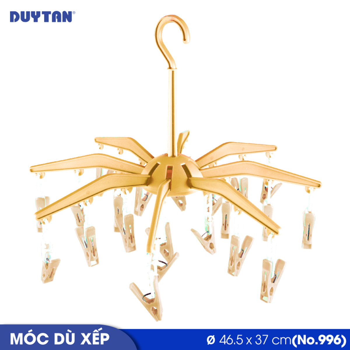 Móc dù xếp treo quần áo trẻ em nhựa Duy Tân 24 kẹp (Ø 46,5 x 37 cm) - 04953 - Giao màu ngẫu nhiên - Hàng chính hãng