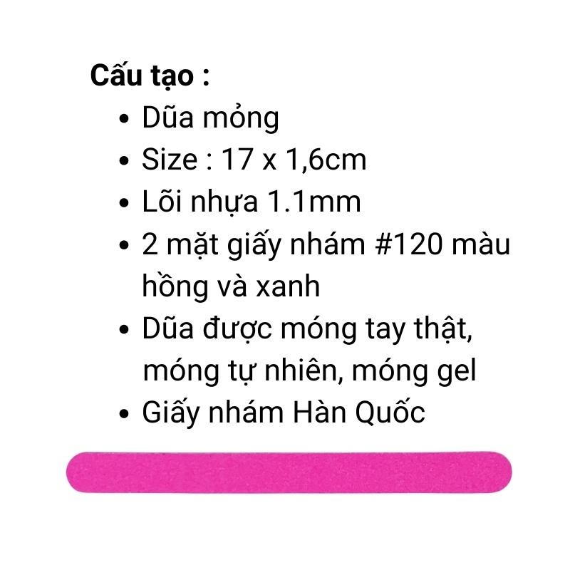 Dũa Móng Tay Loại Mỏng Màu Hồng xanh Độ Nhám Mịn Vừa Phải Dùng Để Dũa Móng Thật