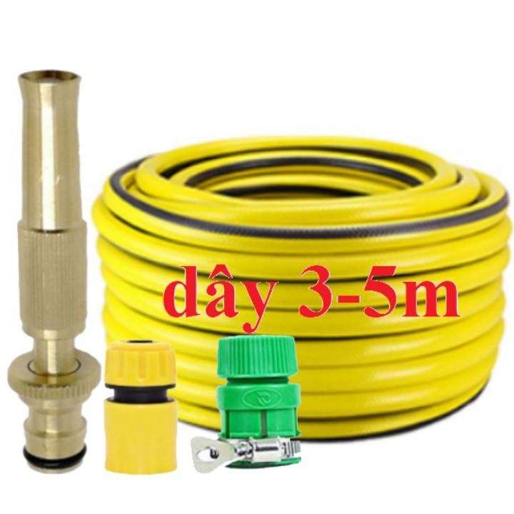 Bộ dây vòi xịt nước rửa xe, tưới cây đa năng, tăng áp 3 lần, loại 3m, 5m 206587Mcút sập, nối PE, d.vàng