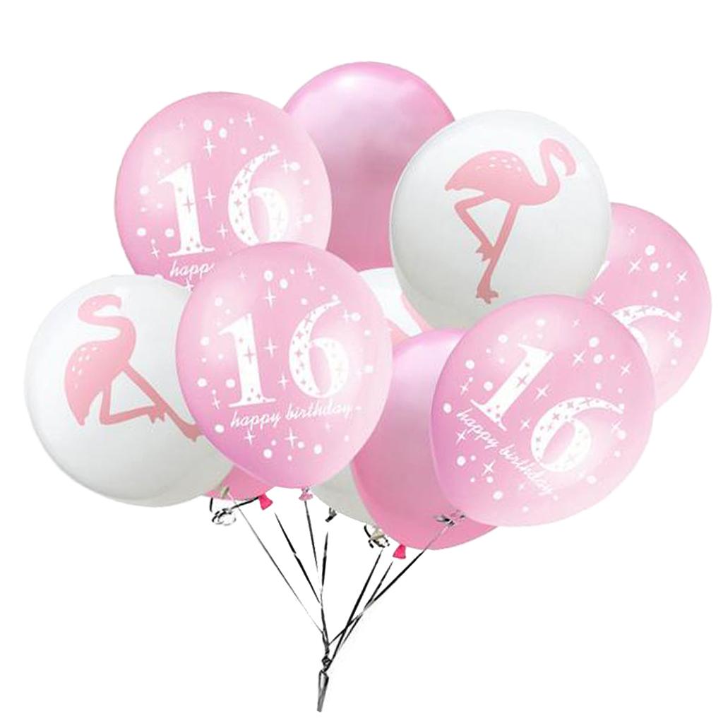 10 Pieces Assorted Balloons16th Birthday Latex Balloons for Birthday Party Decor 12 Inch