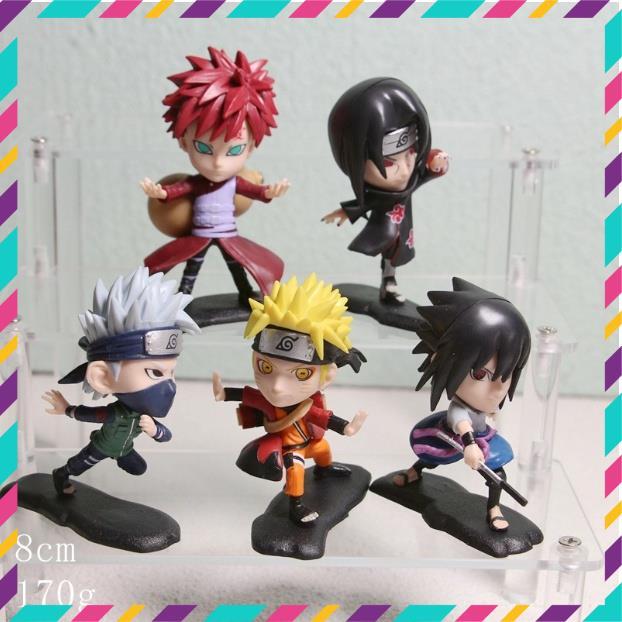 Mô Hình Naruto ChiBi, Bộ 5 Mô Hình Naruto, Kakashi, Itachi, Garaa, Sasuke Siêu Đẹp Cao 8,5 cm - Tượng Figure