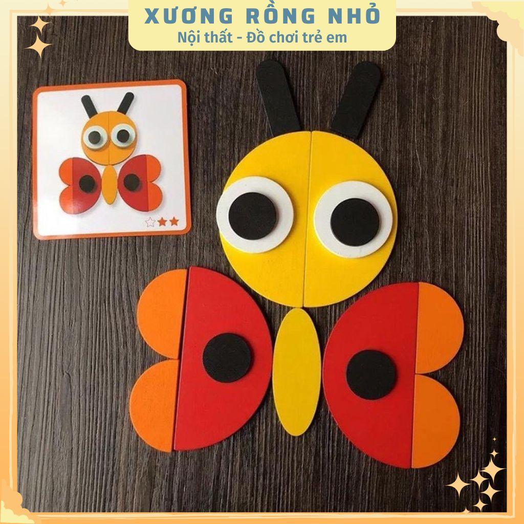Giáo cụ gỗ - Đồ chơi gỗ ghép hình con vật phát triển tư duy cho bé
