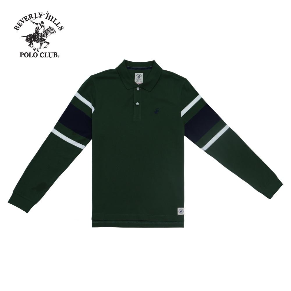 Áo polo nam tay dài 100% cotton màu xanh rêu Beverly Hills Polo Club - PMRLS20TL104