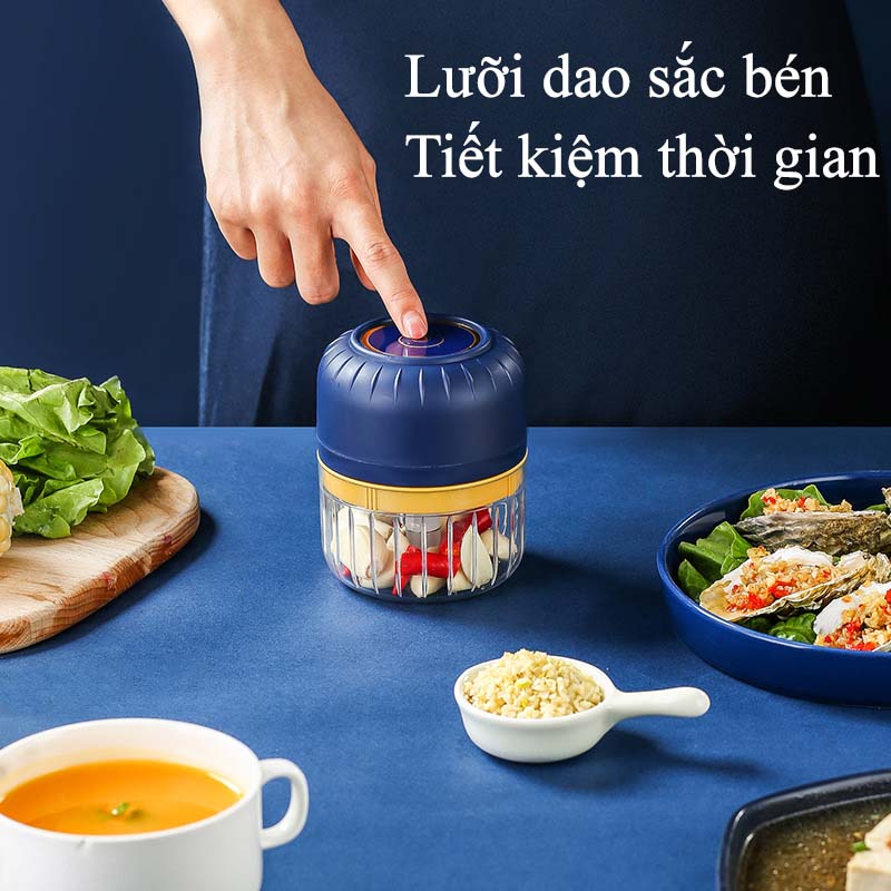 Máy Xay Tỏi Ớt Cầm Tay Mini Tiện Lợi Wineless Dễ Dàng Tháo Lắp Vệ Sinh Bằng Tay Máy Xay Thịt Đa Năng Sạc USB Tiện Lợi Xay Các Loại Gia Vị Thịt Cá Tự Động Ngắt Khi Mở Nắp - ML041