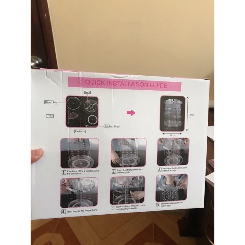 Kệ Mỹ Phẩm Trụ Xoay 360 Độ 3 Tầng