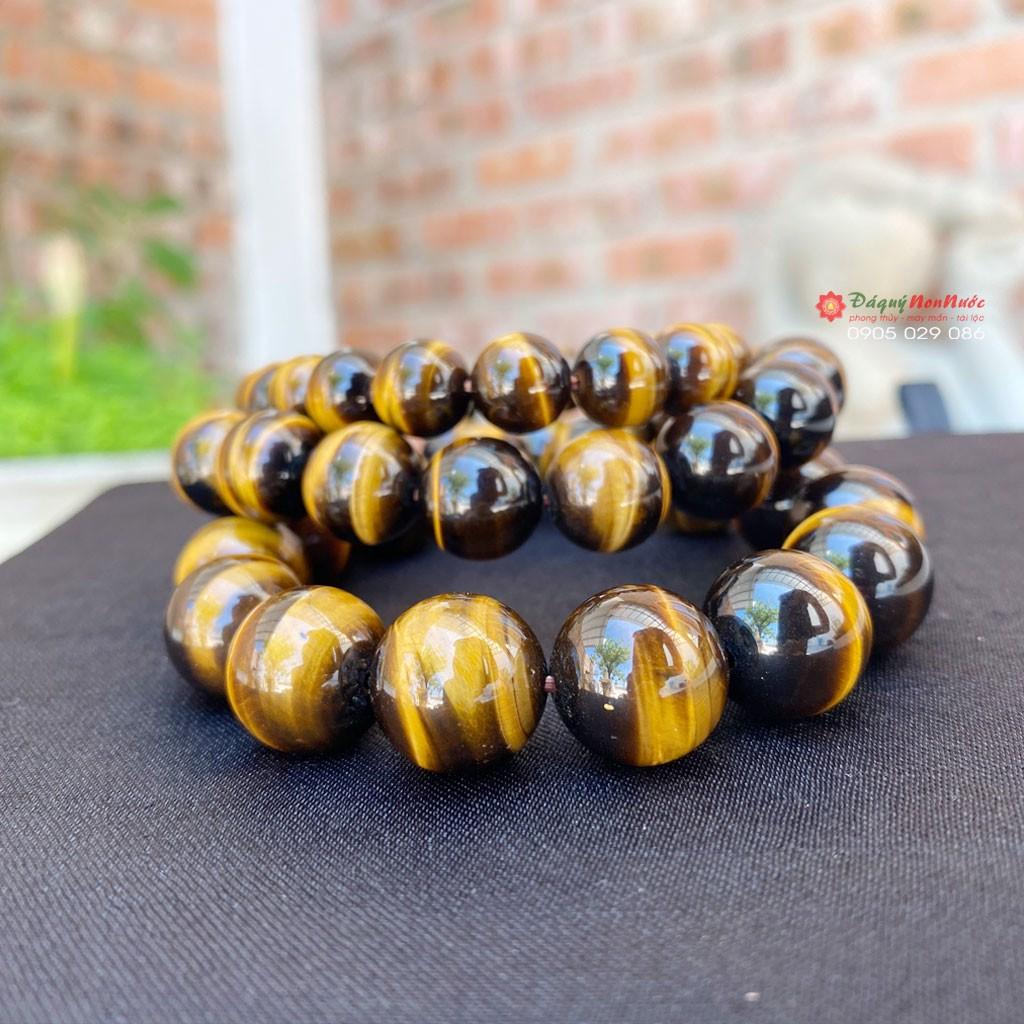 Vòng tay Nam đá mắt hổ kích thước hạt tròn 12ly