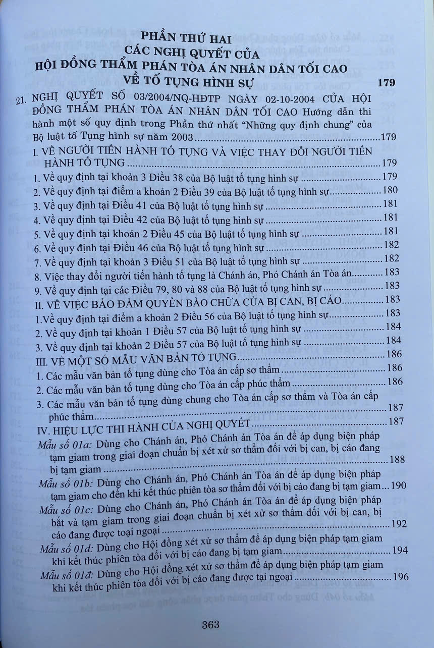 Các Nghị Quyết Của Hội Đồng Thẩm Phán Toà Án Nhân Dân Tối Cao Về Hình Sự Và Tố Tụng Hình Sự Từ Năm 1986 Đến Năm 2024