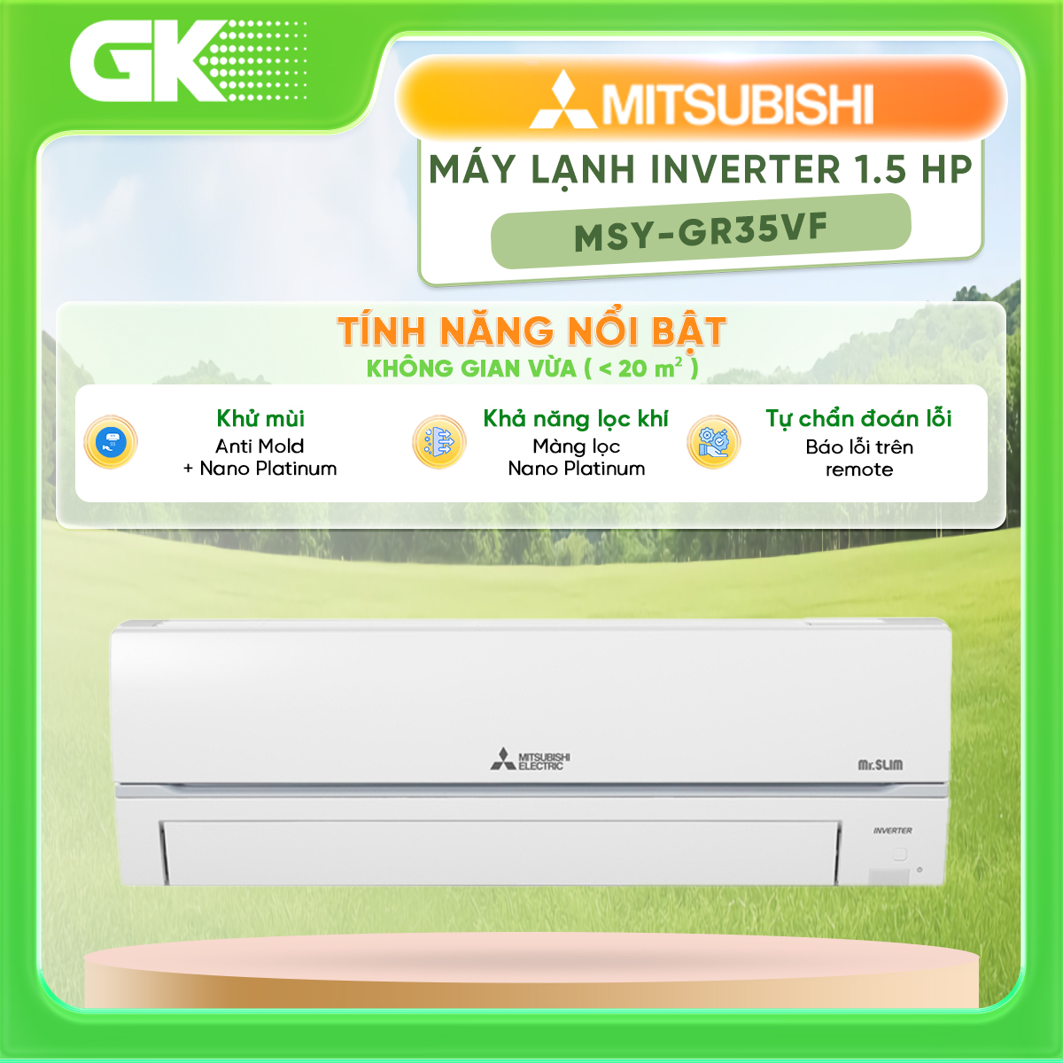 Máy Lạnh Mitsubishi Electric Inverter 1.5 HP MSY-GR35VF
