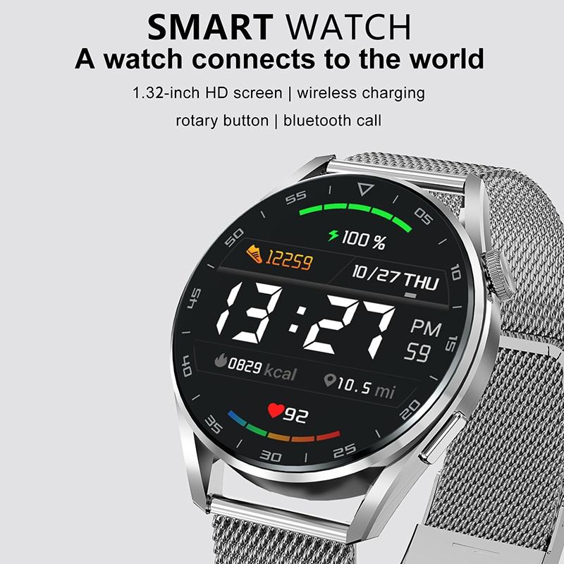 Lykry Smart Watch DT3pro Round Screen Bluetooth Call IP67 Waterproof Long Standby Heart Rate Monitor Fitness Tracker 1.32inch