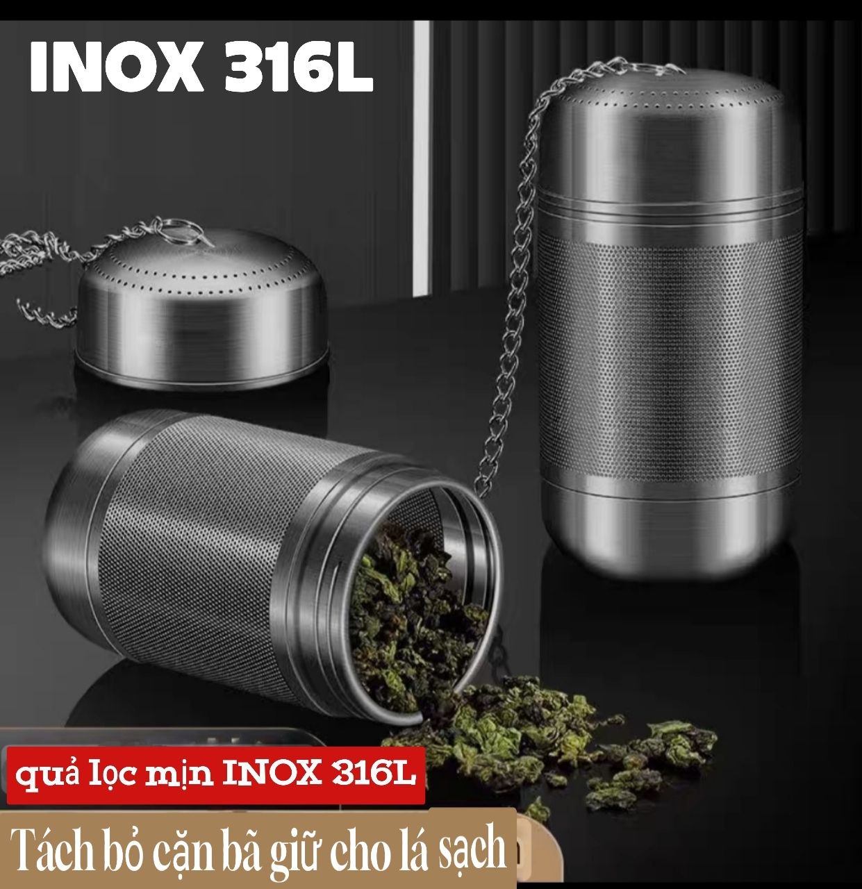 ( MẪU MỚI ) Quả Lọc Trà Inox SUS 316L Quả Lọc Trà Gia Vị Thảo Quả Lỗ Lọc Siêu Mịn Kháng Khuẩn Công Nghệ CNC Cao Cấp