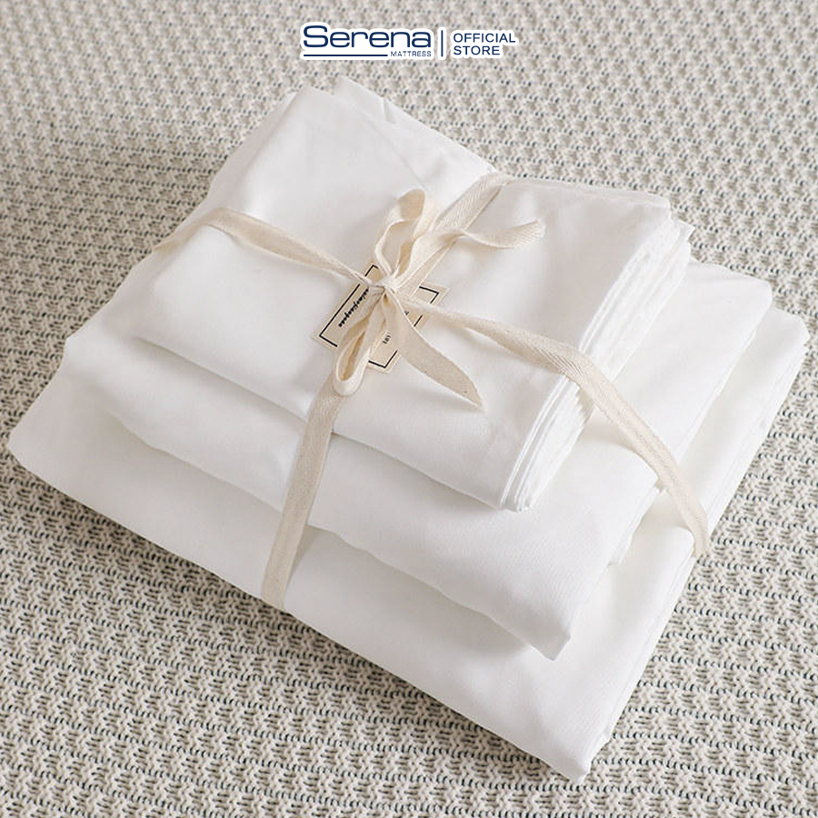 Chăn Ga Gối Nệm 5 Món Cotton Tici Trơn SERENA Cao Cấp  - Bộ Chăn Ga Ra Drap Gối Mền Nệm Đệm Giường Đẹp Cotton 5 Món Khách Sạn Cao Cấp 1m2 1m4 1m6 1m8 2m 2m2x2m