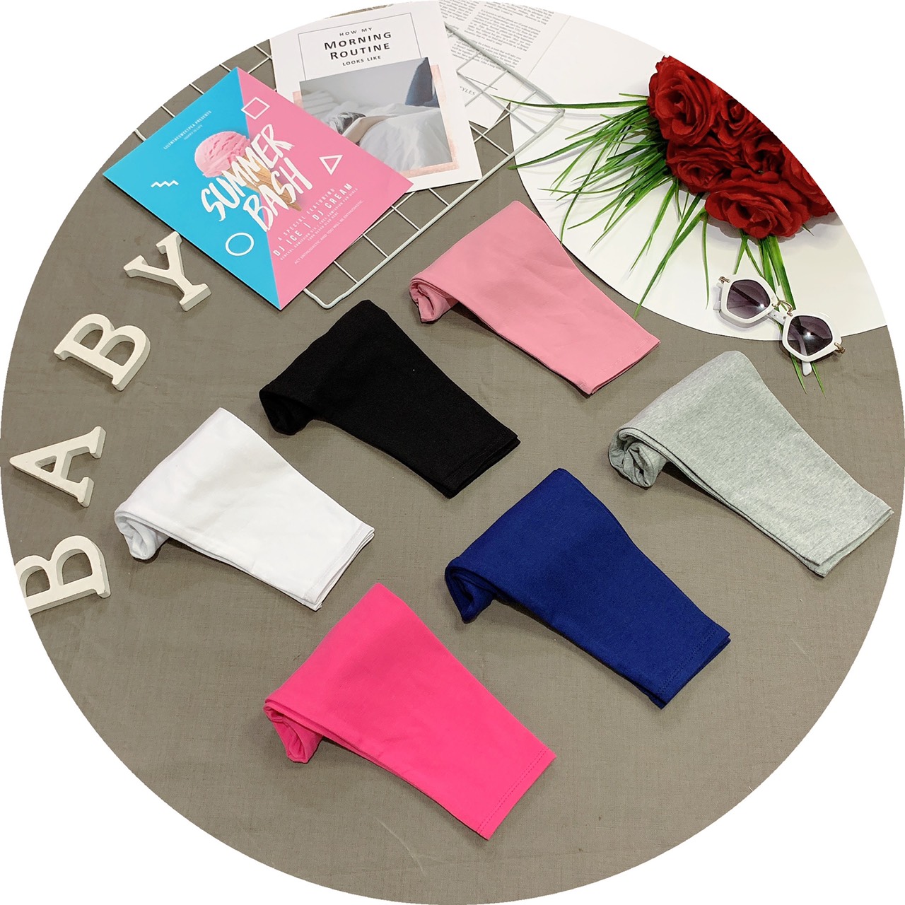 Quần legging bé gái ️ Combo 5c thun cotton xuất xịn co giãn tốt chất vải dày mềm co giãn 9-20kg
