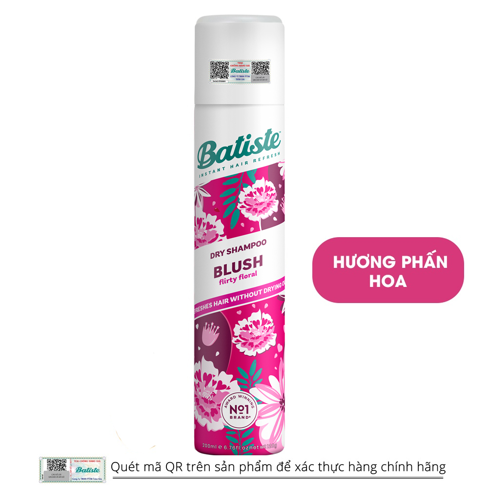 Dầu Gội Khô Batiste Hương Hoa Quyến Rũ - Batiste Dry Shampoo Floral &amp; Flirty Blush 200ml